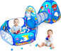 PigPigPen 3 in 1 Kids Play Tent with Play Tunnel, Ball Pit, Basketball Hoop for Boys & Girls, Toddler Pop Up Playhouse Toy for Baby Indoor/Outdoor, Gift for Year Old Child (Ocean 3pc Play Tent)