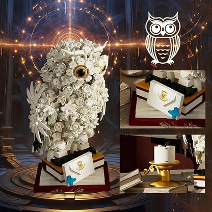 Animal Magic Owl Flower Building Blocks Set，Suitable for Adults who Enjoy Creative Hobbies Flower & Animal Collectible Table Art Set（1239Pieces） Interesting Gift for Building Block Enthusiasts