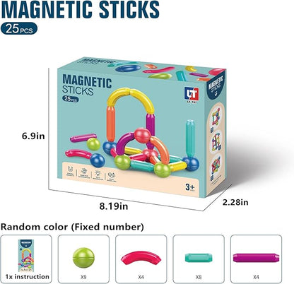 Learning Boys Girls Toys Age 4-5,Magnetic Blocks Magnet Toys for Toddlers 1-3,Magnetic Balls and Rods Set Educational Magnet Building Blocks,Kids Toys for 3+ Year Old Gifts(25pcs)