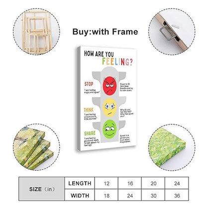 XIANF Self Regulation Traffic Lights Management Classroom Poster, Social Emotional Learning, Feelings Emotions Canvas Poster for Classroom School Therapy Room Frame:12x18inch(30x45cm)