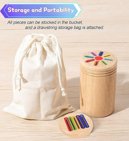 Montessori Toys for Toddlers,Wooden Learning Color Shape Sorting Toy for Baby,2-in-1 Wood Stick Coin Educational Fine Motor Developmental Sensory Matching Games, Girl for Boy Child Gifts