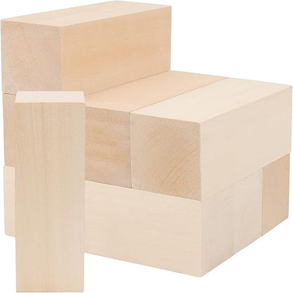 ZOENHOU 10 PCS Basswood Carving Blocks, 6" x 2" x 2" Premium Unfinished Carving Wood Whittling Blocks, Wood Blocks for Crafting Whittling Carving Hobby Block