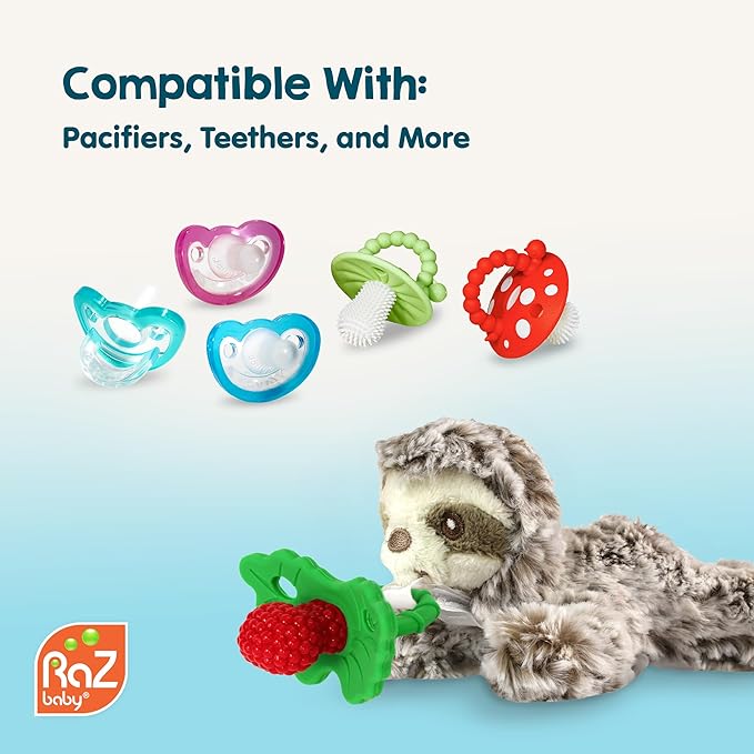 RaZbaby JollyPop Pacifier, Holder with Detachable Baby Pacifier, Stuffed Animal RaZbuddy, All Ages 0M+, 100% Medical Grade USA Made Silicone, Machine Washable, Textured & Easy to Hold – Cow