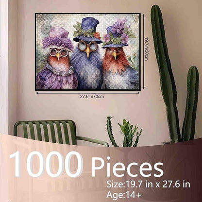 Tucocoo Roosters Family Jigsaw Puzzles for Adults 1000 Pieces, Elegant Chickens Funny Animal Art Jigsaw Puzzle Colorful DIY Puzzles for Home Decoration Gifts, Family Puzzle Perfect for Game Nights