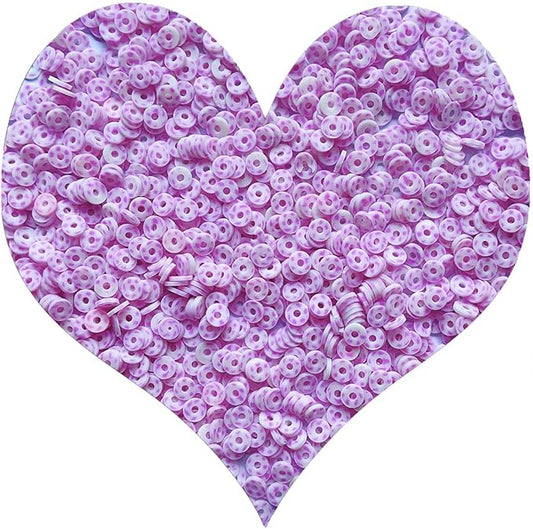 3000Pcs Clay Beads Flat Round Polymer Bead Vinyl Heishi Beads Flat Round Polymer Bead Flat Clay for Jewelry Making Necklace Bracelet (24-White+Purple)