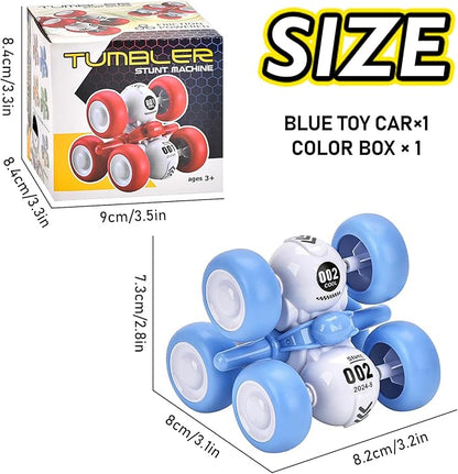Pull Back Truck for Toddler Boys for Ages 3-5,6 Rounds Inertia 360° Rotating Stunt Car Toys 3 4 5 6 Year Old Kids,Push and Go Vehicle Toy Party Favors for Boys Girls Birthdays Present (Blue)