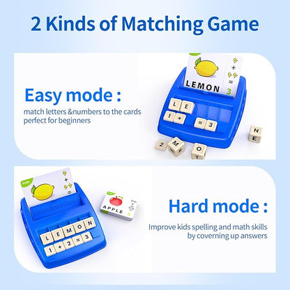 Educational Toys for Kids Ages 3-8, Matching Letter Spelling Math Game ABC Learning, Birthday Party Gifts Preschool& Kindergarten Kids for 3 4 5 6 7 8 Year Olds Boys and Girls Navy Blue