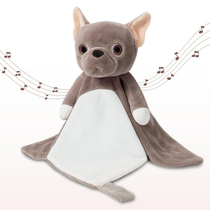 Love By Emi Baby Music Lovey Brown Bulldog, Baby Sleep Soother for Crib & Cuddle Bedtime, White Noise with Heartbeat & Lullaby, Plush Sound Machine Toy, Stuffed Animal for Newborns, Infants & Toddlers