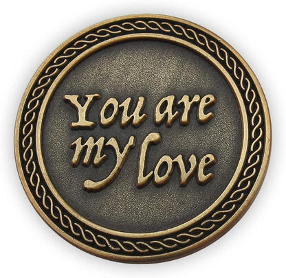 Romantic Love Expression Antique Gold Plated Pocket Coin for Date Night, You are My Love, All I Want is You, Love Gift for Men & Women, from Him or Her