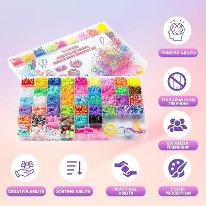 Ybxjges 3600+Rubber Band Bracelet Kit,Loom Bracelet Making Kit for Kids,Friendship Bracelet Loom Bands Kits with Loom Bands Supplies for Children Girls Gifts DIY Crafting Kit