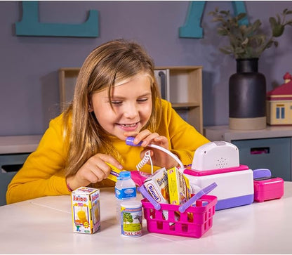 Pretend Play Electronic Pink Cash Register Toy Realistic Actions and Sounds