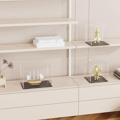 Acrylic Display Case for Figures, Clear Acrylic Box with Black Base for showcaseing Football, Miniature, Model Cars, Collectables 12 (L) × 8 (W) × 8 (H) inch