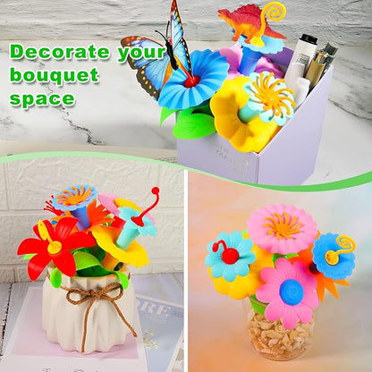 Toys Gifts for Toddlers Boys Girls Age 3 4 5 6,167 PCS Dinosaur Flower Garden Building Blocks,STEM Fine Motor Skill Stacking Games,Christmas First 1st Birthday Gifts for Preschool Kids 3+ Years Old