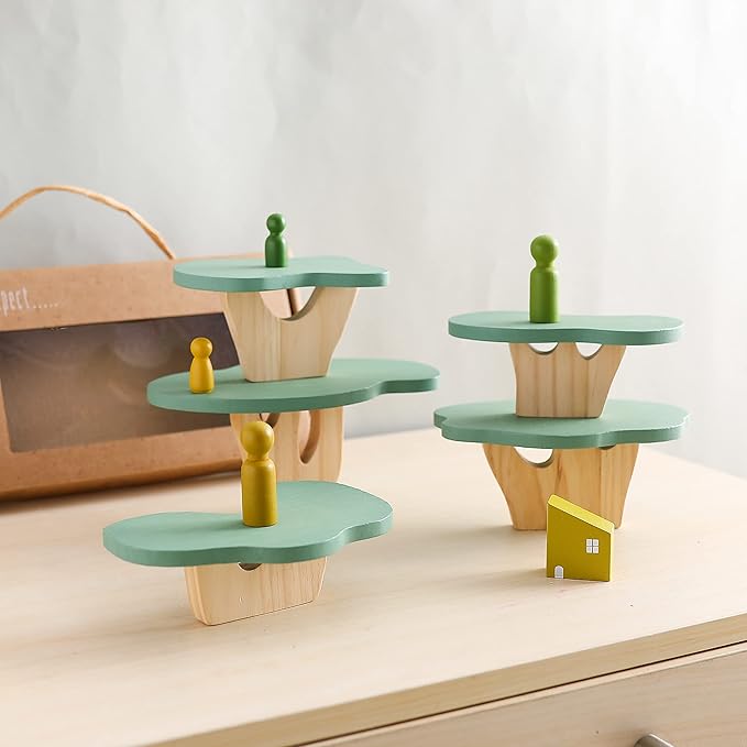 WOODEN TEETHER Wooden Tree Toy Pack of 15 Wood Forest Sensory Toys for Boys and Girls Educational Montessori Toys for Preschool Kids