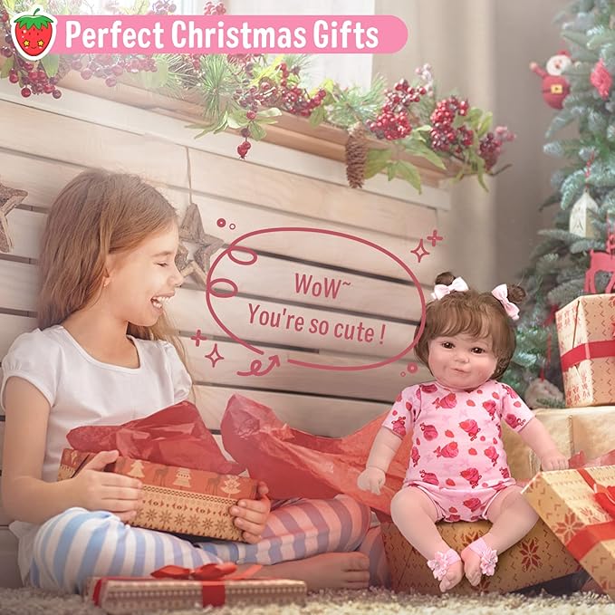 JIZHI Lifelike Reborn Baby Dolls - 20 Inch Soft Vinyl Full Body Realistic-Newborn Baby Doll Adorable Poseable Real Life Baby Dolls with Feeding Kit & Gift Box for Kids Age 3 +