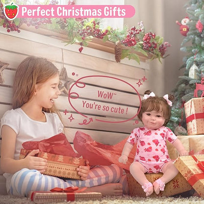 JIZHI Lifelike Reborn Baby Dolls - 20 Inch Soft Vinyl Full Body Realistic-Newborn Baby Doll Adorable Poseable Real Life Baby Dolls with Feeding Kit & Gift Box for Kids Age 3 +
