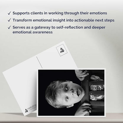 metaFox deep Pictures “Portraits of Emotions” – 52 Black and White Coaching Cards for Emotional Awareness, Therapy Tools for Teens and Adults, Visual Reflection Deck for Counselors and Facilitators
