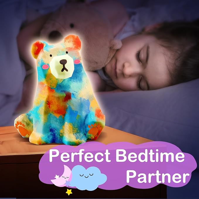 Goodyking Paint Your Own Bear Lamp Kit, DIY Geometric Bear Night Light, Arts & Crafts for Kids Ages 8-12, Painting Kit for Girls Boys Age 4 5 6 7 8+, Art Supplies Creative Gift for Birthday, Party