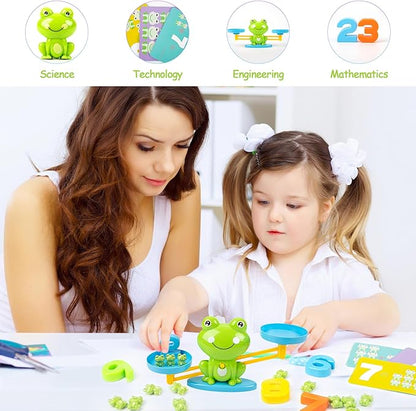 Frog Balance Counting Toys, Cool Math Learning Games for Boys and Girls, Educational Number Preschool Toy, Fun Children's Gift STEM Math Games for Kids Age 3+ (63 PCS)