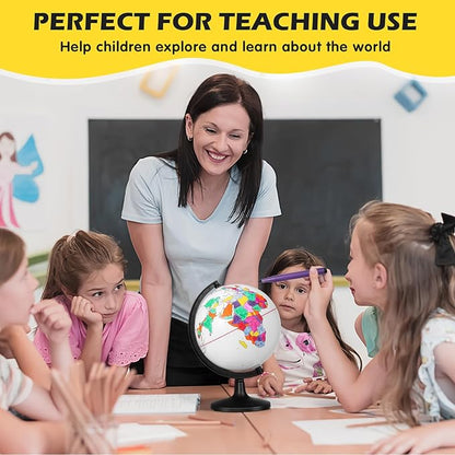 TOYANDONA Blank World Globe with Stand - Dry Erase DIY Map Round Earth Globe for Geographical Teacher Students - Desktop Decor