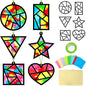 Qyeahkj 36 Set Geometric Shapes Suncatcher Crafts for Kids DIY Star Window Tissue Paper Craft Kit Triangle Heart Hanging Decor for Summer School Home Activity Art Project Birthday Party Favor Gift
