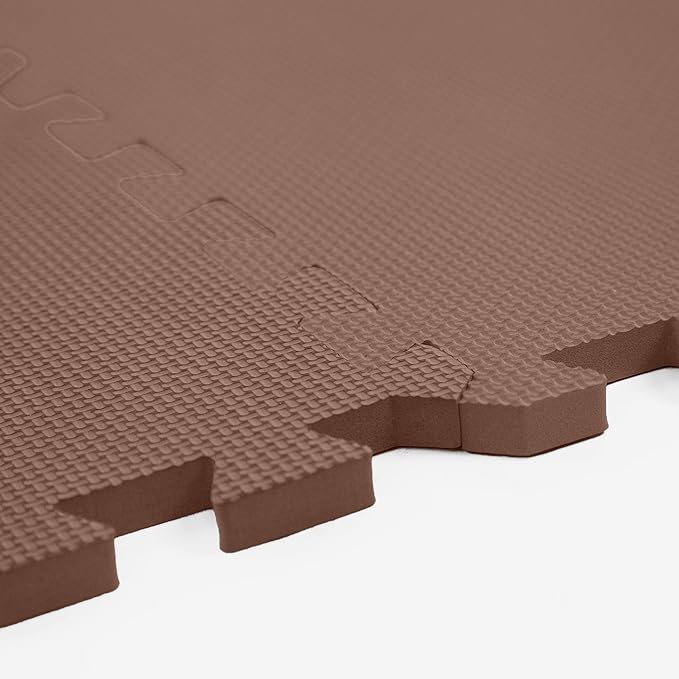 Flooring Inc's 1/2" Soft Non-Toxic Baby Play Mat, Toddler Playmat, Colorful Puzzle PlayMat, Floor Mats for Kids & Babies, EVA Foam Interlocking Tiles for Nursery & Playroom | Brown, 15 Tiles, 60 Sq/Ft