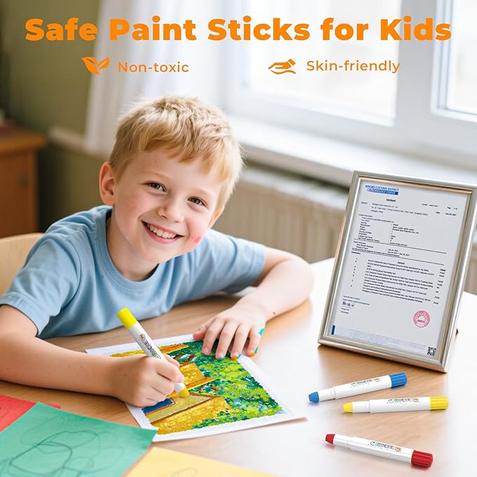 26 Colors Rocket Tempera Paint Sticks with 120 PDF Coloring Pages, Quick Drying, Non-Toxic and Washable Paint Sticks for Kids and Students, Art Supplies for Drawing on Paper and Canvas