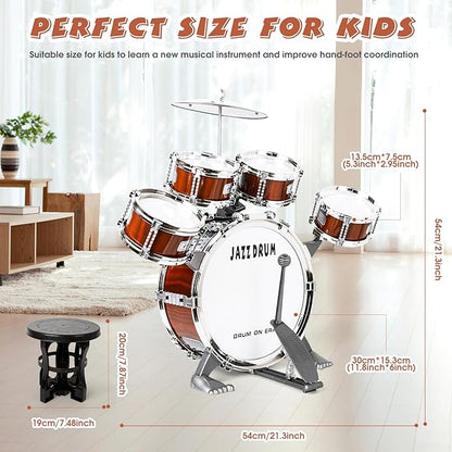 Toy Drum Set for Kids Toddler Jazz Drum Kit with 5 Drums Percussion Musical Instruments Toys for 3 4 5 Year Old Boys Girls Gifts Ages 3-5