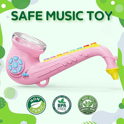 Contixo KT1 Toy Saxophone, Pink Digital Saxaboom, Trumpet, Clarinet with Light & Sound, Early Education Musical Instrument Gift for Toddlers Kids Girls Boys