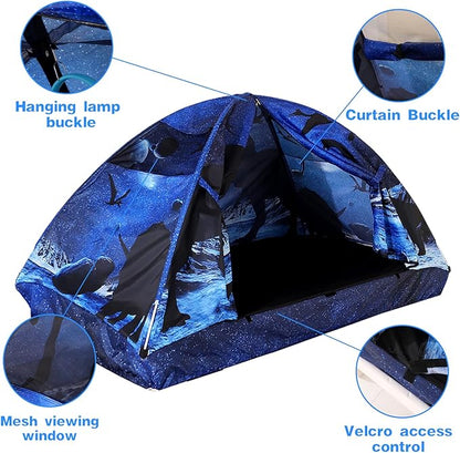 Kid Bed Tent -Twin Play Tent Baby Toddlers Dream Playhouse for Bedroom Decor Indoor Games Twin Size Bed Canopy by CRAWLBO(Dinosaurs)