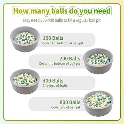 Ball Pit Balls Plastic Stars for Ball Pit BPA Free Plastic Balls Crush and Smash Proof Balls 100pcs 2.2" Set for Toddlers for Play Tent Tunnel (Green+Yellow)