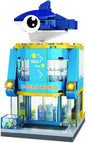 Brick Loot Mini City Aquarium Building Set – 136-Piece Lego-Compatible Two-Story Ocean World Storefront, Modular Mini Bricks Kit with Dolphin & Tanks, ABS City Blocks for Kids & Adults, Display Model