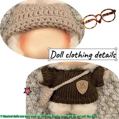 Clothes Set for 15cm/17cm Doll(NO Doll) , Handcrafted Crochet Set Hat & Sweater, Stylish Premium Outfit with Accessories, Cute for Dress up Unique Style