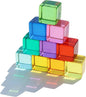 Candywood Rainbow Acrylic Gem Cubes Blocks Children Educational Sensory Training Crystal Toys Baby Learn Color Light Shadow Stacking Toys (10-Pcs)