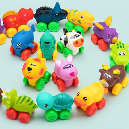 JOYIN Animal Cars, Soft Rubber Car Set Toy, Baby Mini Vehicles, Bath Toy Car for Boys and Girls,Summer Beach and Pool Activity Gift, Party Favors for Kids, Easter Basket Stuffers