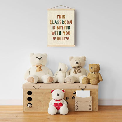 Boat Wades Inspirational Positive Affirmation Wall Art Poster Hanger Frame, Boho Classroom Decor, This Classroom Is Better with You in It Hanging Wall Decor for School Class Room, 12x16 Inch
