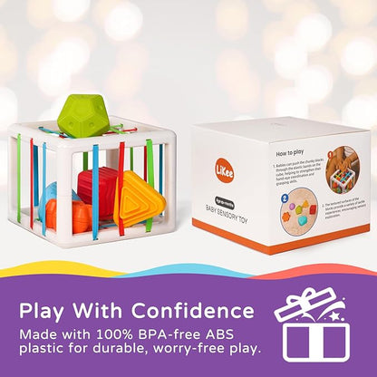LiKee Montessori Toys for 1+ Years Old, Shape Sorter Baby Toys for Girls Boys Birthday, Colorful 1 2 3 Year Infant Toddler Toy, Learning & Fine Motor Skills 18+ Months (Cube)