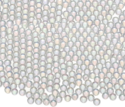 Iridescent Glass Tiny Bubble Beads, 2.5-3.0mm 10g No Hole Micro Mini Round White Transparent Water Droplets Beads - Applications: for Resin Filler, Nail Art, Dollhouse Bath Tub