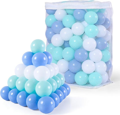 Ball Pit Balls Pack of 100 200 500 - Star and Round Set BPA Free Phthalate Free Non-Toxic Crush Proof Play Balls Soft Plastic Balls for Toddlers Baby Kids Birthday Pool Tent Party