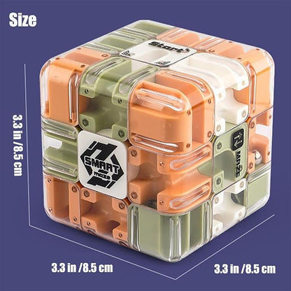2pcs Large Labyrinth 3D Puzzle Maze Cube,Engaging Brain Teaser Toy,3D Magic Cube Maze Ball Puzzle for Stress Relief & Logic Development (Light Green + Orange)