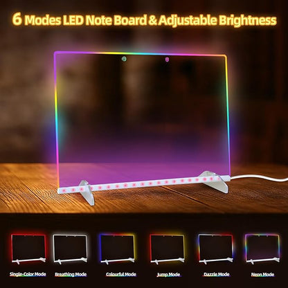 Led Drawing Board with 13 Lighting Effects, 13.7"X10" Doodle Glow LED Note Board, Gift Toy for Kids/Girls/Teens, Arts & Crafts for Girls and Boys with Fluorescent Pen 14 Colors