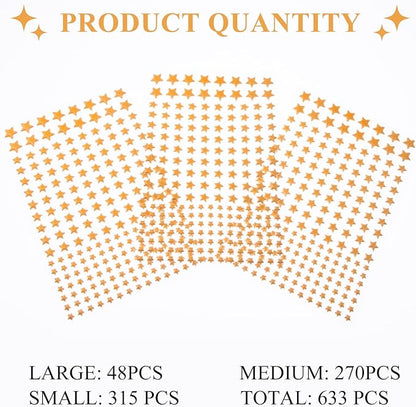 Glow in The Dark Stars Decals Decor 633 Pcs Luminous Dot Stars, 3D Starry Stars Glow in The Dark Stickers for Ceiling or Wall and Kids Bedroom Décor