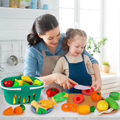 95PCS Kids Pretend Play Kitchen Toys Accessories, Kids Kitchen Playset, Stainless Steel Cookware Pots and Pans Cooking Toys, Pretend Cutting Play Food Set