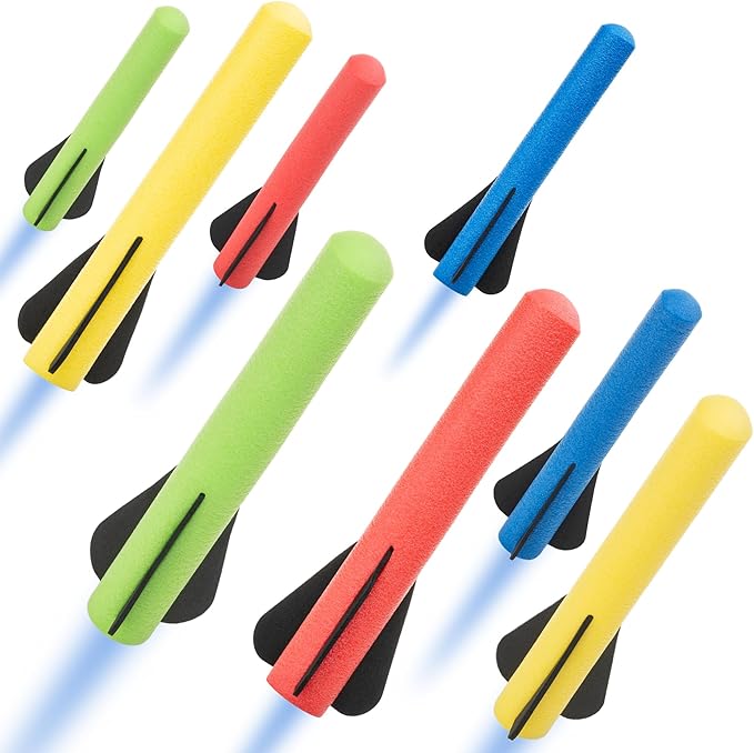 Stomp Rocket Jr Rocket Refills, 8 Multi-Color Rockets - Replacement Rockets for Soft Foam Rocket Launcher for Kids - Fun Backyard & Outdoor Kids Toys Gifts for Boys & Girls - Ages 3 & Up