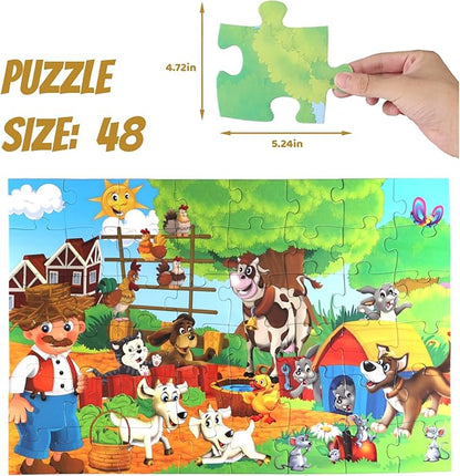 Jumbo Floor Puzzle for Kids, Large Jigsaw Puzzles 48 Piece for Kids Ages 3-5,Preschool Learning & Education Toys, Gifts for 4-8 Year Old Boys and Girls (Farm Human)