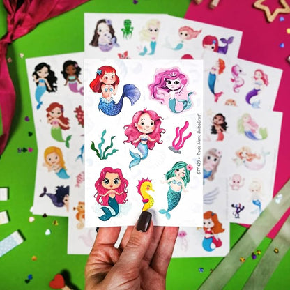 BulbaCraft Mermaid Stickers for Girls, Mermaid Decals for Laptop, Cups, Water Bottles, Gifts for Women & Men