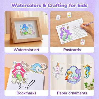 JoyCat Paint with Water Coloring Books for Toddlers, Watercolor Painting Sets for Kids Ages 3-5 4-8, Arts and Crafts Drawing Activities Toy Birthday Gift for Boys Girls (Underwater World)
