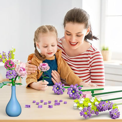 Mini Bricks Flower Bouquet Building Sets, Artificial Flowers, 553 Pieces Botanical Collection for Ages 8-12 yrs Old Girl for Gift (Not Compatible with Set)
