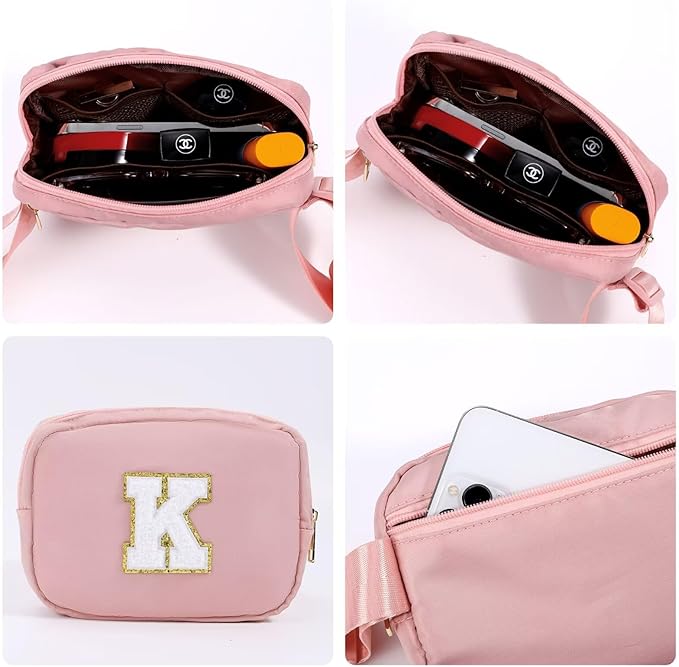 YOOLIFE Gifts for Girls - Crossbody Bag for Kids, Personalized Communion & Birthday Gifts, Pink Initial Belt Bag