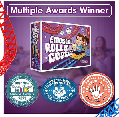 Emotional Rollercoaster | Anger Management Board Game For Kids & Families | Therapy Learning Resources | Anger Control Card Game | Emotion Board Games Games For Kids ages 4-8 -12 | Social Emotional